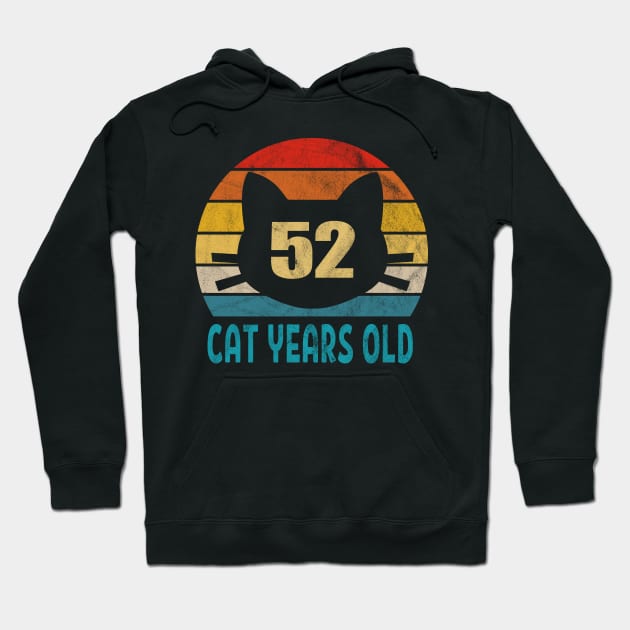 52 Cat Years Old Retro Style 9th Birthday Gift Cat Lovers Hoodie by Blink_Imprints10